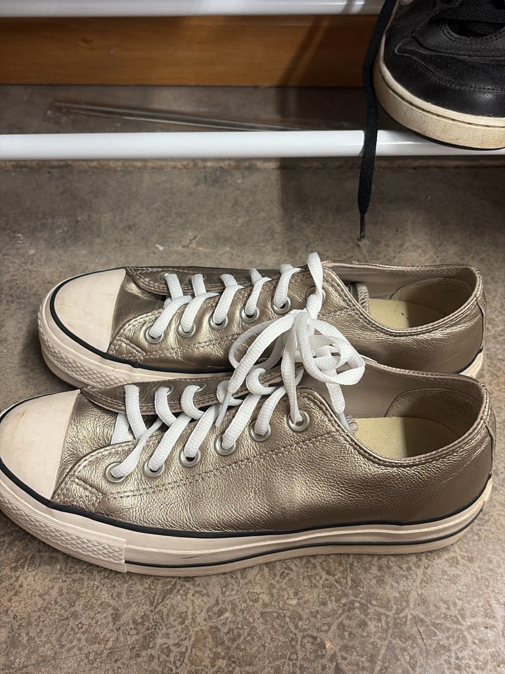 Converse Low-Top Platform Metallic Sneakers with White Laces
